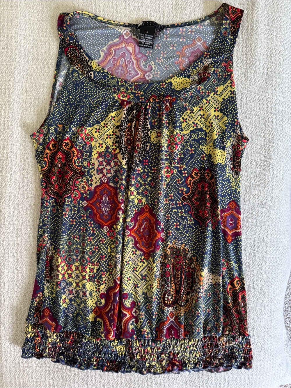 Riders by Lee Navy, Yellow & Red Paisley Print Sleeveless Tank